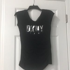DKNY ruched v neck tshirt (front and back)